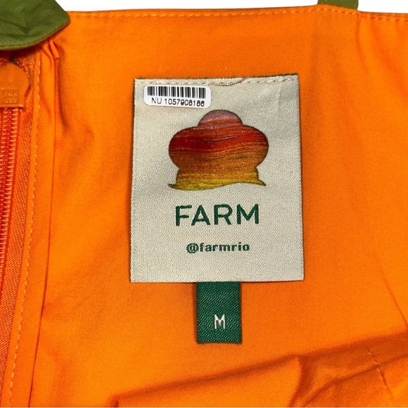 Farm Rio Orange Corset Pleated Sleeveless Midi Dress Womens M - Picture 5 of 8